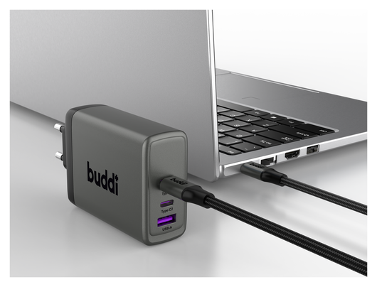 Buddi Power 100W 2x USB-C + USB-A Oplader met USB-C Kabel 3M Grijs afbeelding 26