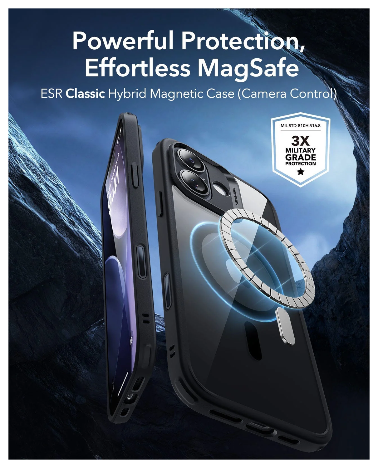 ESR Classic Hybrid iPhone 17 Hoesje MagSafe Back Cover Transparant Zwart afbeelding 2