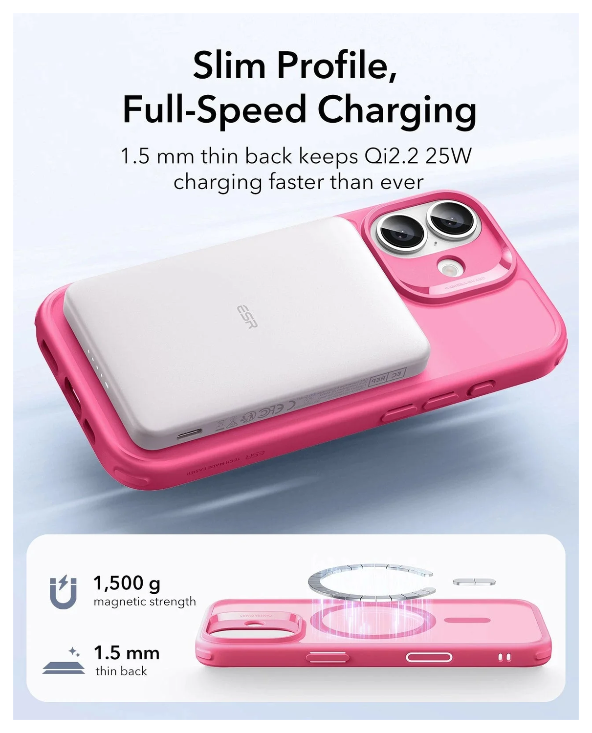 ESR Classic Hybrid iPhone 17 Hoesje MagSafe Back Cover Roze afbeelding 7