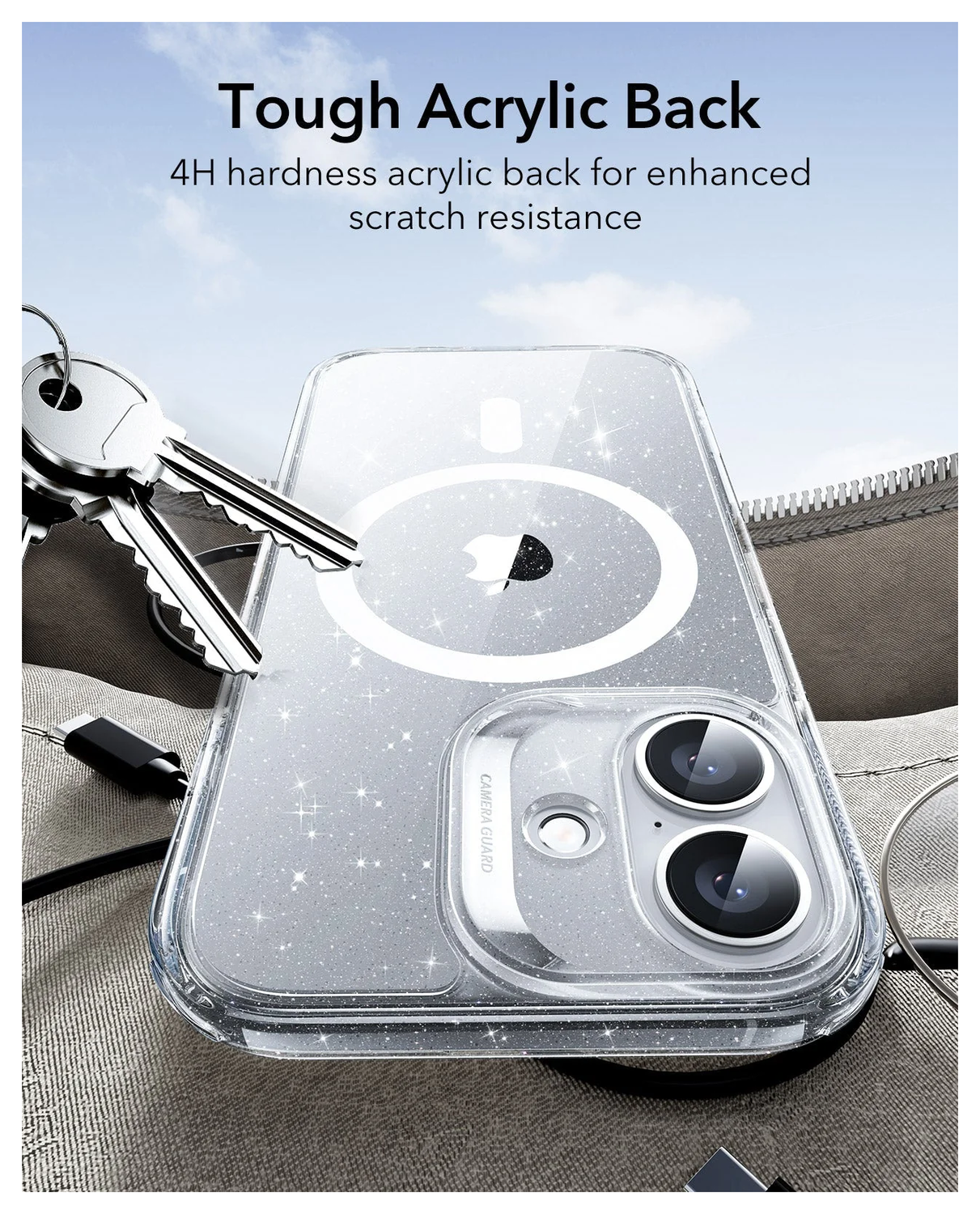 ESR Classic Hybrid iPhone 17 Hoesje MagSafe Back Cover Glitter Transparant afbeelding 5