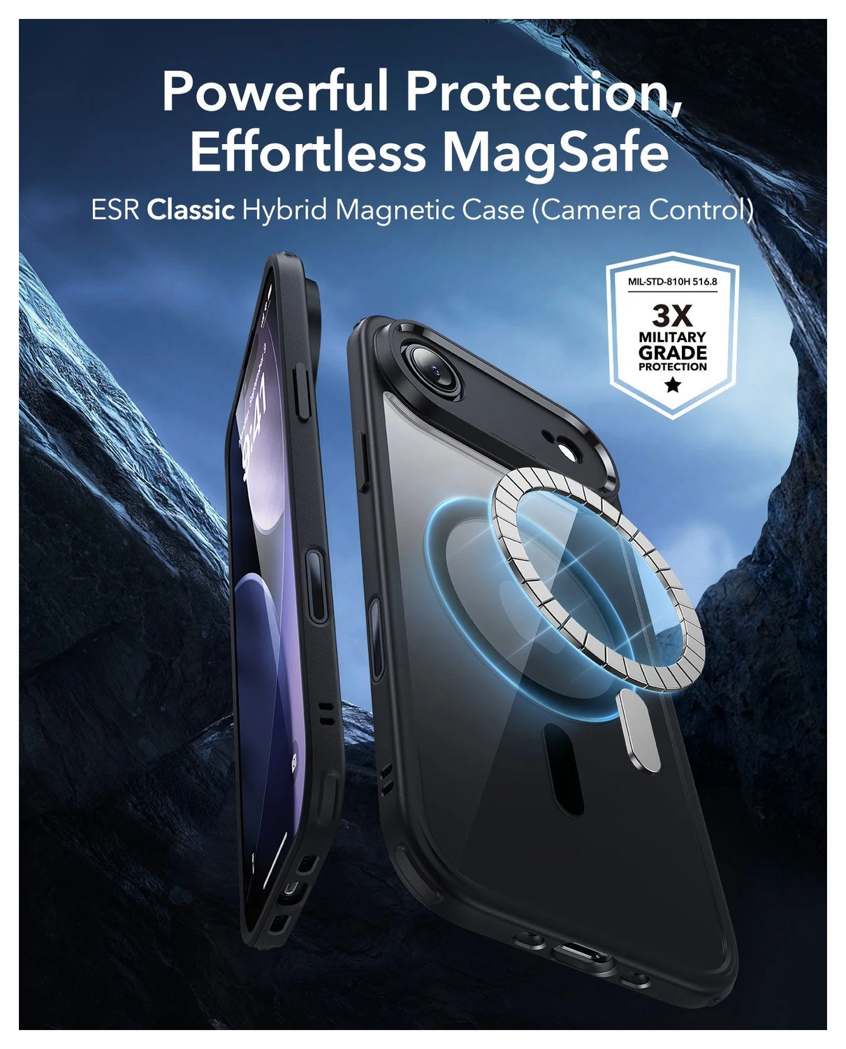 ESR Classic Hybrid iPhone 17 Air Hoesje MagSafe Back Cover Transparant Zwart afbeelding 2