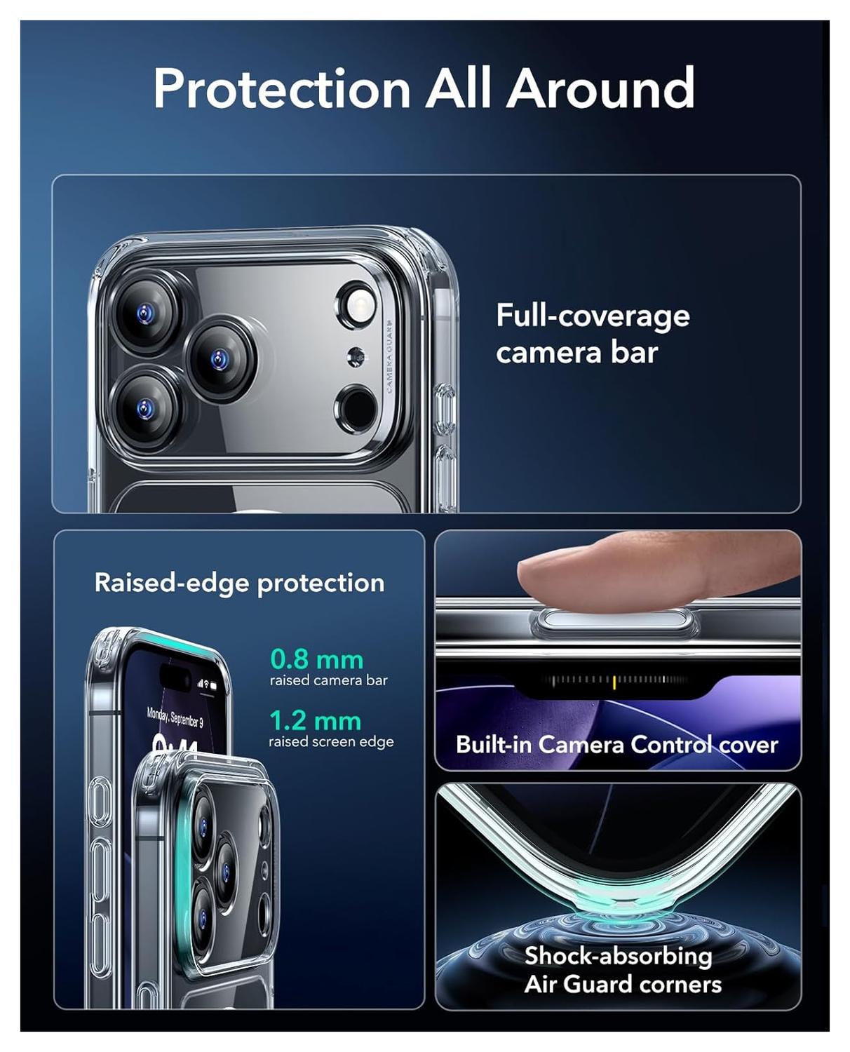 ESR Classic Hybrid iPhone 17 Pro Hoesje MagSafe Back Cover Transparant afbeelding 3