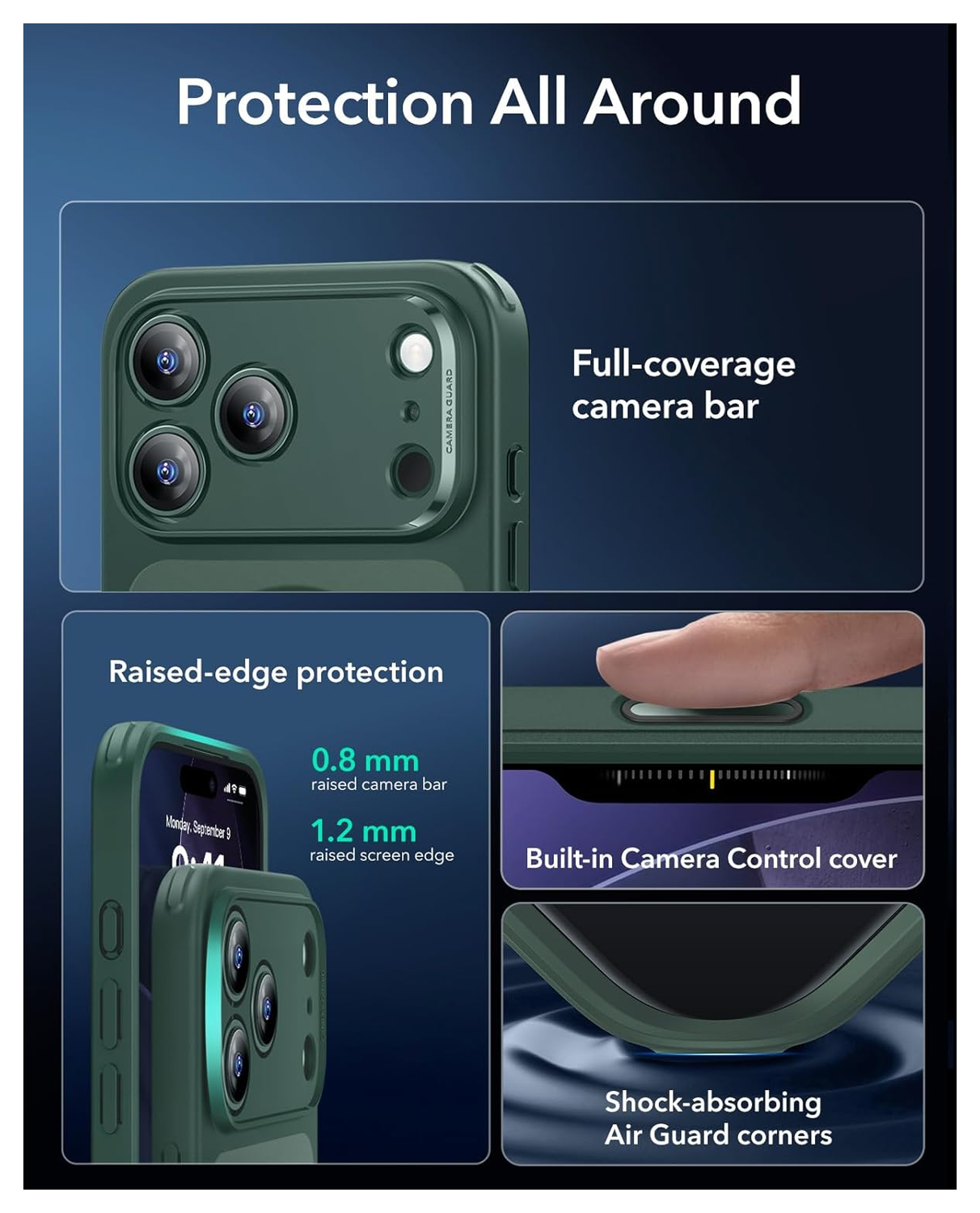 ESR Classic Hybrid iPhone 17 Pro Hoesje MagSafe Back Cover Groen afbeelding 4