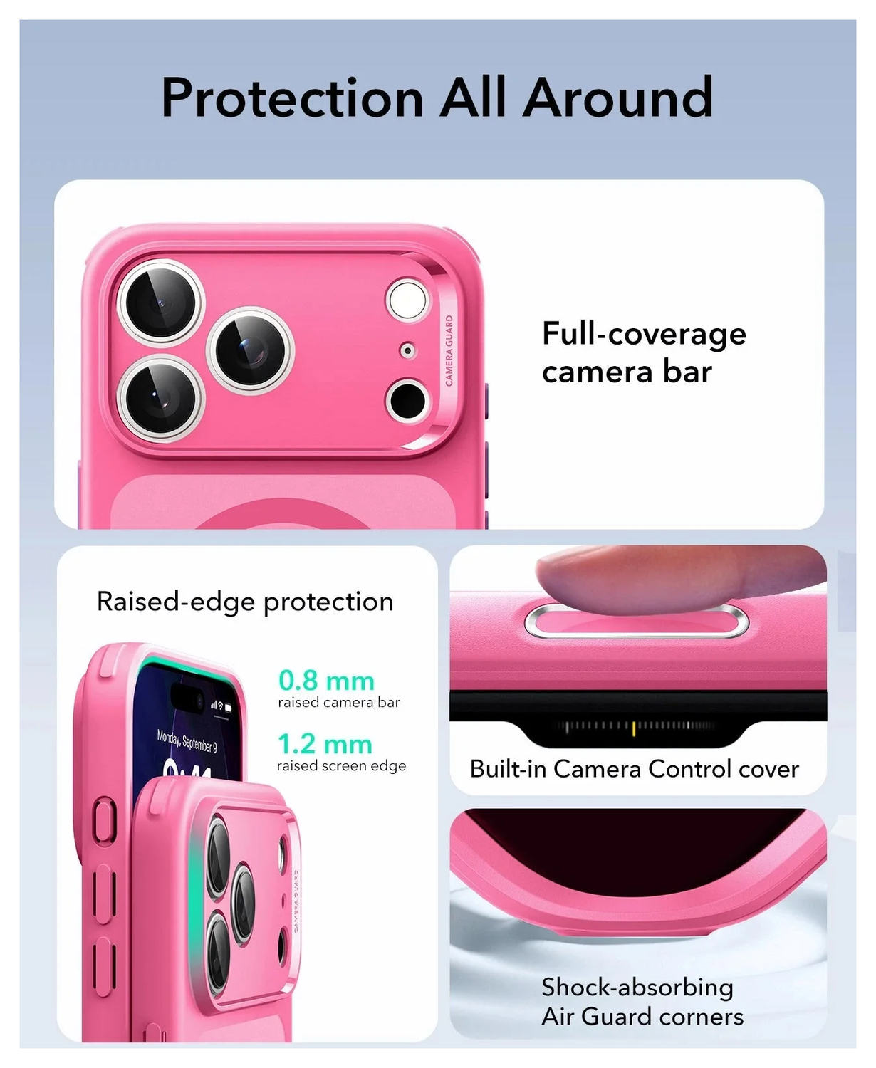 ESR Classic Hybrid iPhone 17 Pro Hoesje MagSafe Back Cover Roze afbeelding 3