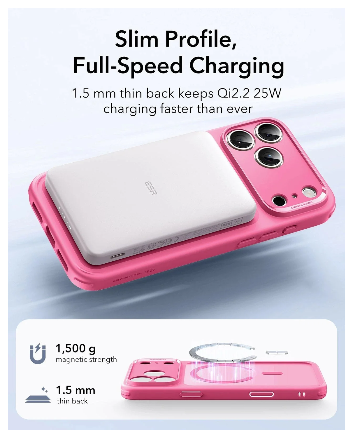 ESR Classic Hybrid iPhone 17 Pro Hoesje MagSafe Back Cover Roze afbeelding 7