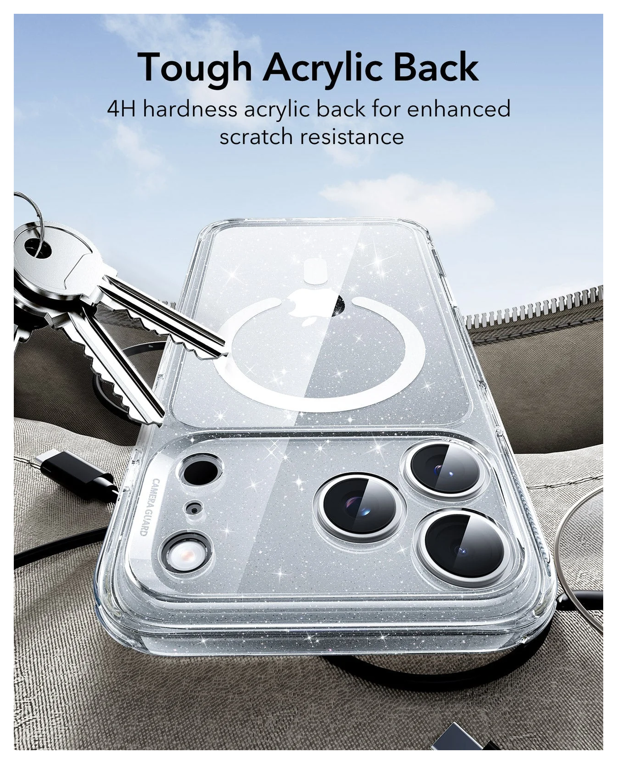 ESR Classic Hybrid iPhone 17 Pro Hoesje MagSafe Back Cover Glitter Transparant afbeelding 5