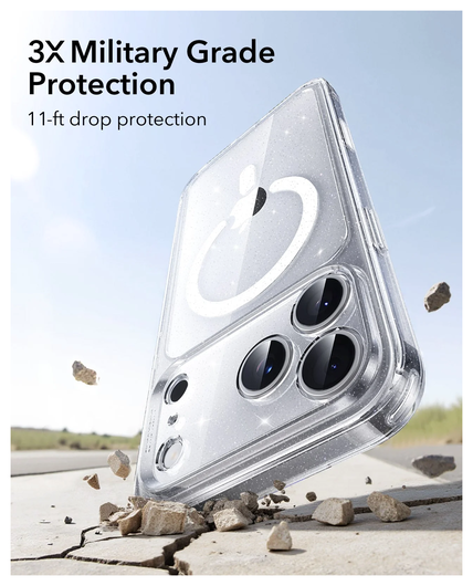 ESR Classic Hybrid iPhone 17 Pro Hoesje MagSafe Back Cover Glitter Transparant afbeelding 4
