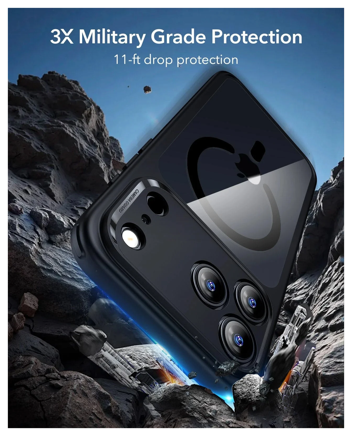 ESR Classic Hybrid iPhone 17 Pro Max Hoesje MagSafe Back Cover Transparant Zwart afbeelding 4
