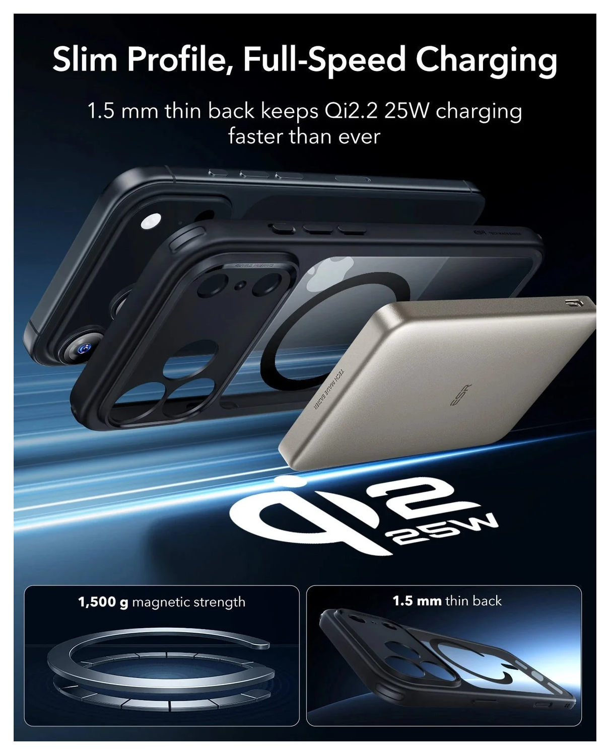 ESR Classic Hybrid iPhone 17 Pro Max Hoesje MagSafe Back Cover Transparant Zwart afbeelding 7