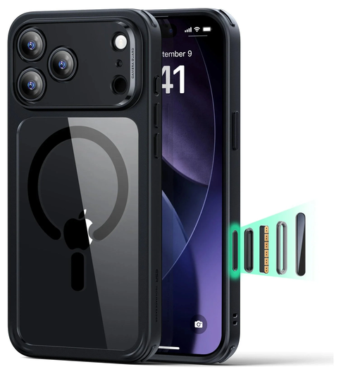 ESR Classic Hybrid iPhone 17 Pro Max Hoesje MagSafe Back Cover Transparant Zwart afbeelding 1