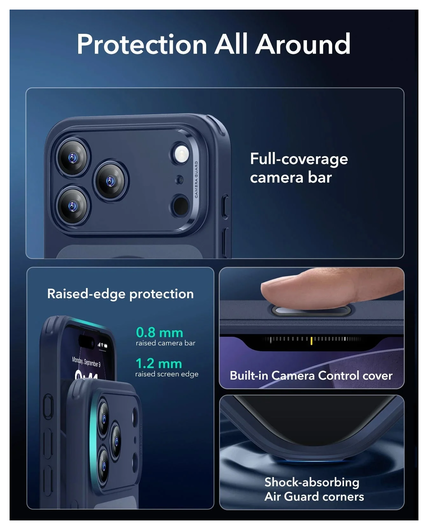 ESR Classic Hybrid iPhone 17 Pro Max Hoesje MagSafe Back Cover Blauw afbeelding 3
