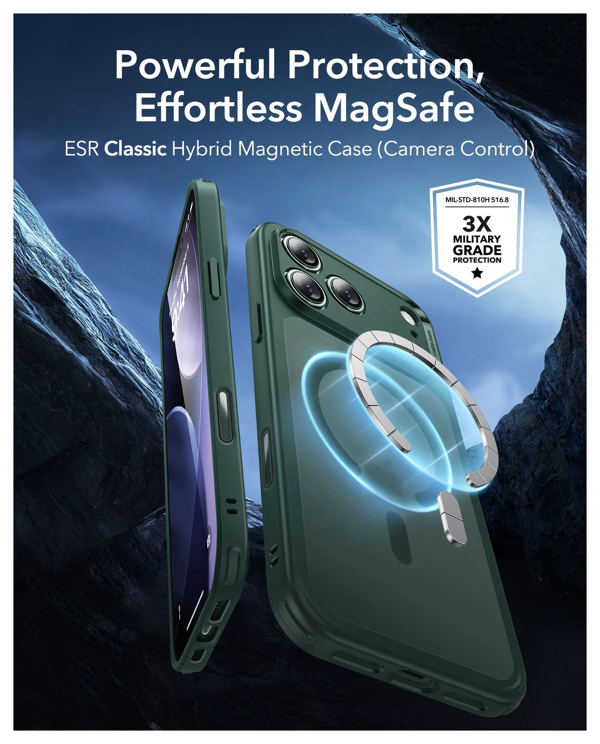 ESR Classic Hybrid iPhone 17 Pro Max Hoesje MagSafe Back Cover Groen afbeelding 2