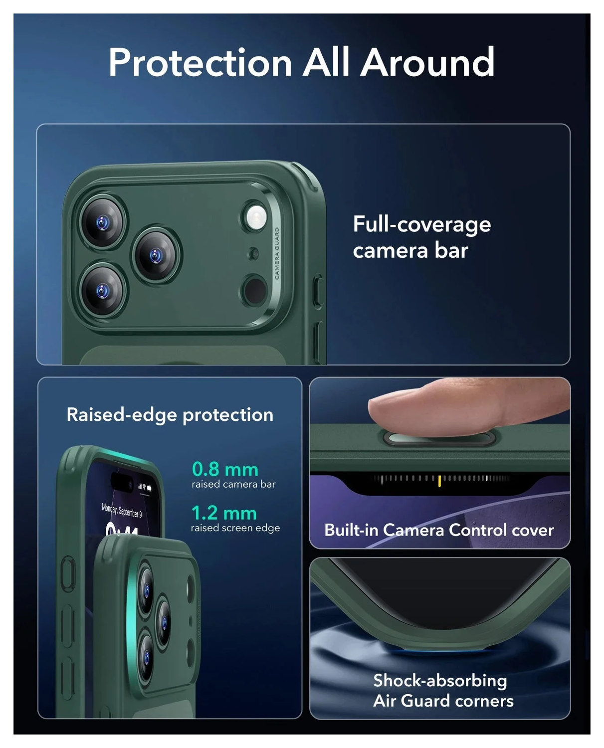 ESR Classic Hybrid iPhone 17 Pro Max Hoesje MagSafe Back Cover Groen afbeelding 3