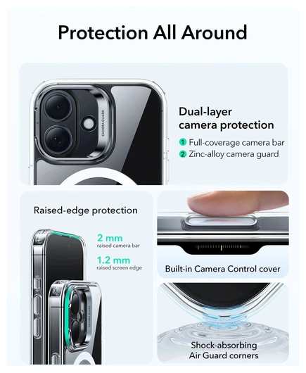 ESR Classic Hybrid MagSafe iPhone 17 Hoesje Stand Back Cover Transparant afbeelding 4