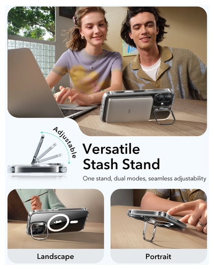 ESR Classic Hybrid MagSafe iPhone 17 Hoesje Stand Back Cover Transparant afbeelding 5