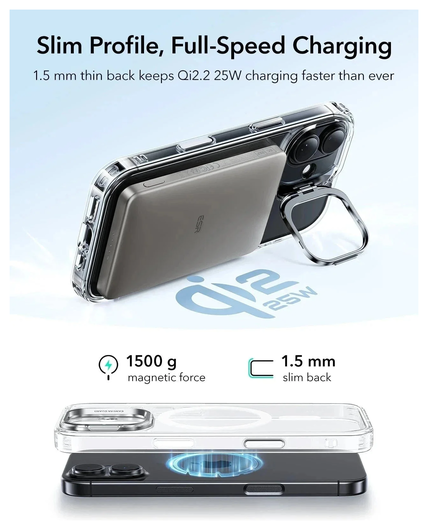 ESR Classic Hybrid MagSafe iPhone 17 Hoesje Stand Back Cover Transparant afbeelding 8