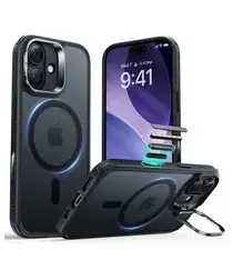 ESR Classic Hybrid MagSafe iPhone 17 Hoesje Stand Back Cover Frosted Zwart afbeelding