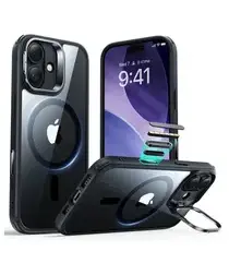 ESR Classic Hybrid MagSafe iPhone 17 Hoesje Stand Back Cover Transparant Zwart afbeelding