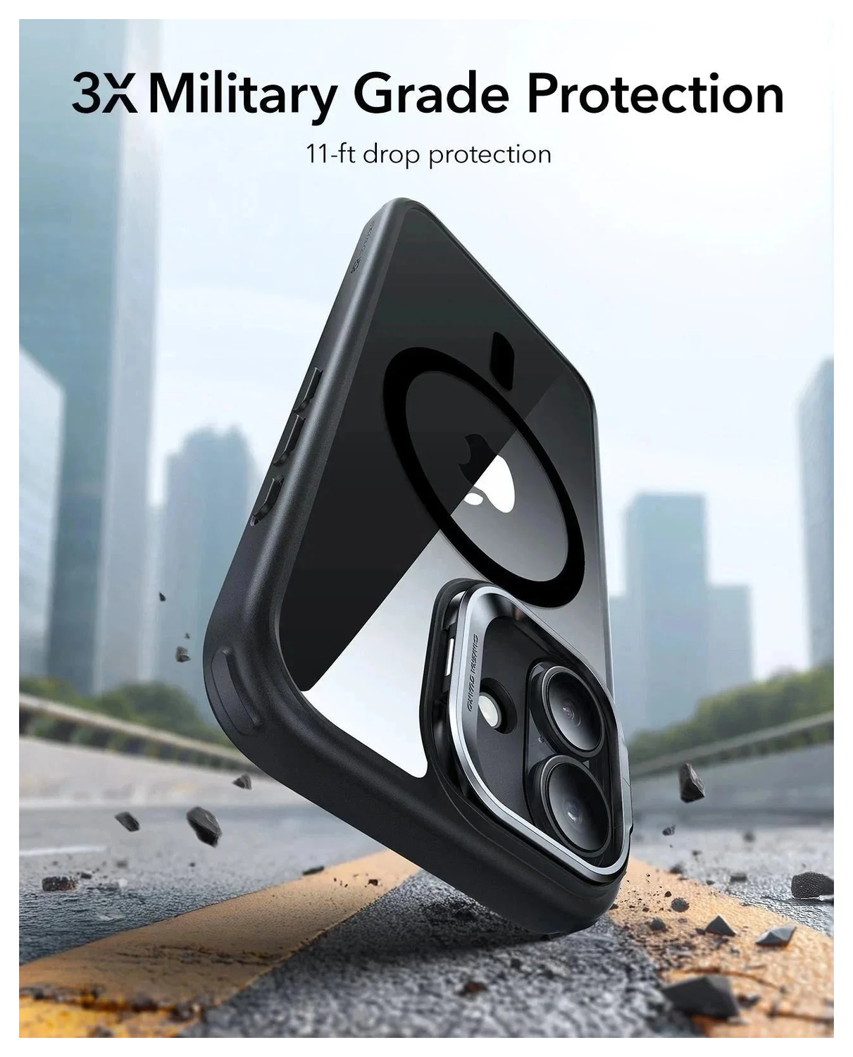 ESR Classic Hybrid MagSafe iPhone 17 Hoesje Stand Back Cover Transparant Zwart afbeelding 3
