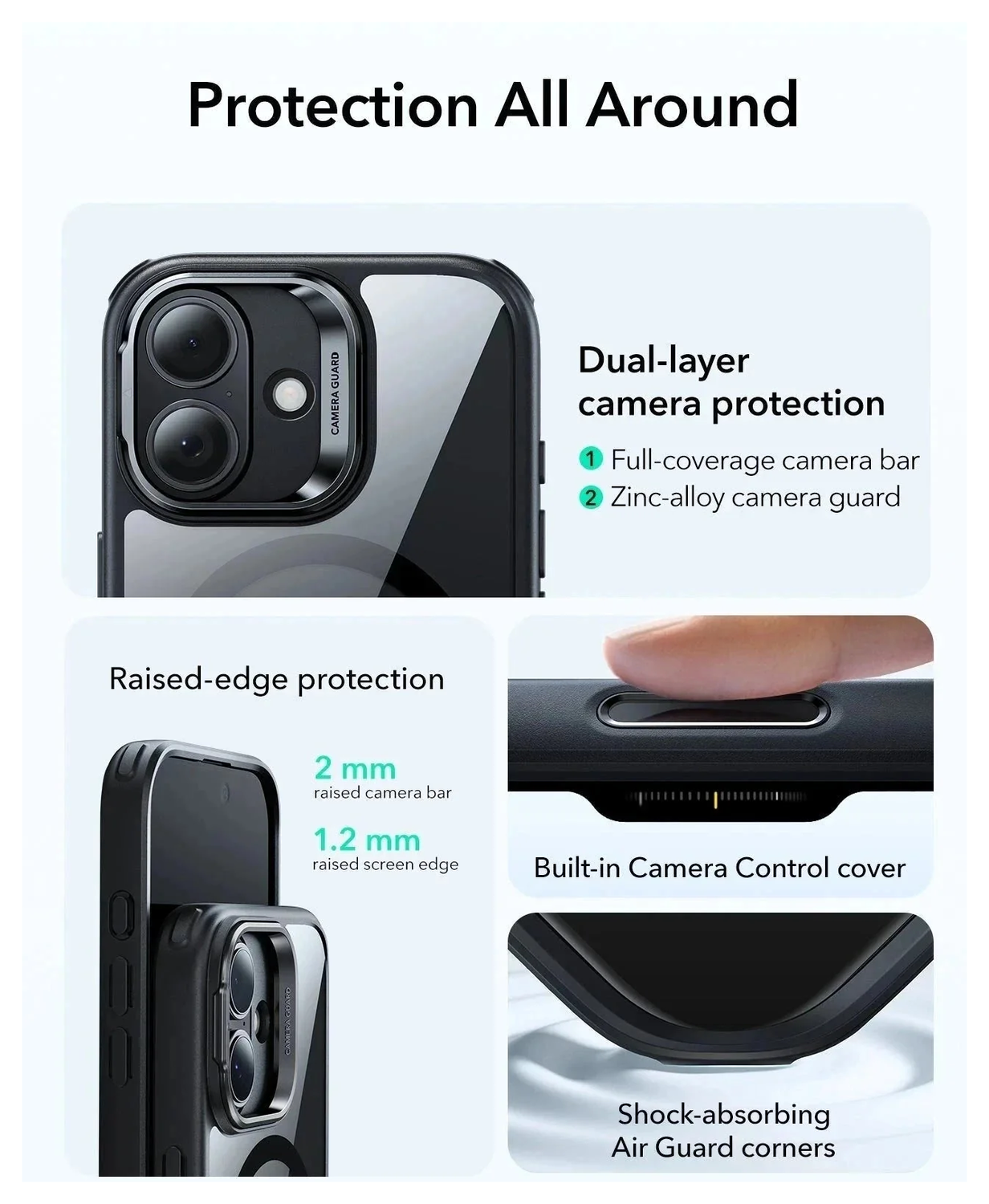 ESR Classic Hybrid MagSafe iPhone 17 Hoesje Stand Back Cover Transparant Zwart afbeelding 4
