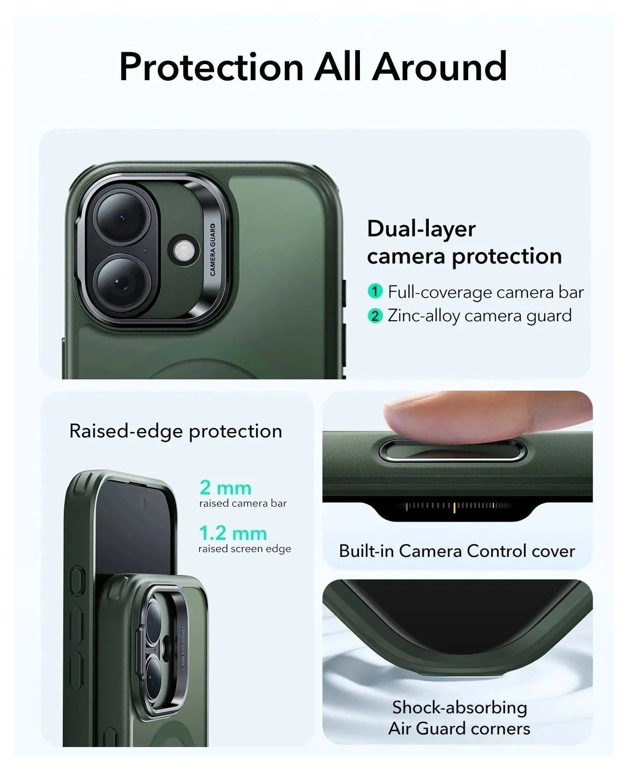 ESR Classic Hybrid MagSafe iPhone 17 Hoesje Stand Back Cover Groen afbeelding 4