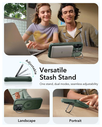 ESR Classic Hybrid MagSafe iPhone 17 Hoesje Stand Back Cover Groen afbeelding 5