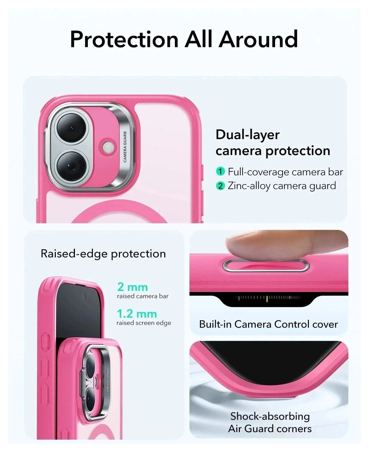 ESR Classic Hybrid MagSafe iPhone 17 Hoesje Stand Back Cover Roze afbeelding 4