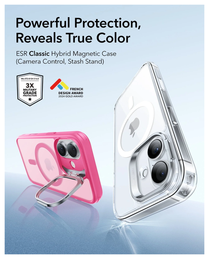 ESR Classic Hybrid MagSafe iPhone 17 Hoesje Stand Back Cover Roze afbeelding 2