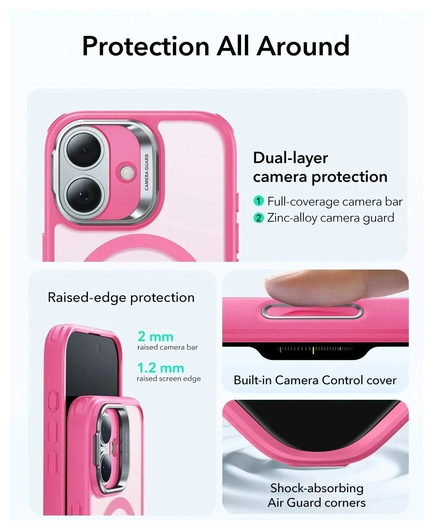 ESR Classic Hybrid MagSafe iPhone 17 Hoesje Stand Back Cover Roze afbeelding 4