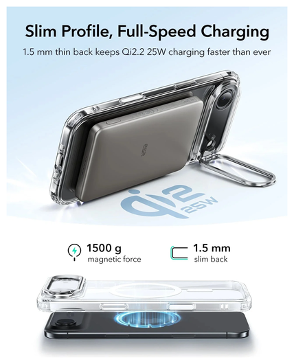 ESR Classic Hybrid MagSafe iPhone 17 Air Hoesje Stand Transparant afbeelding 6