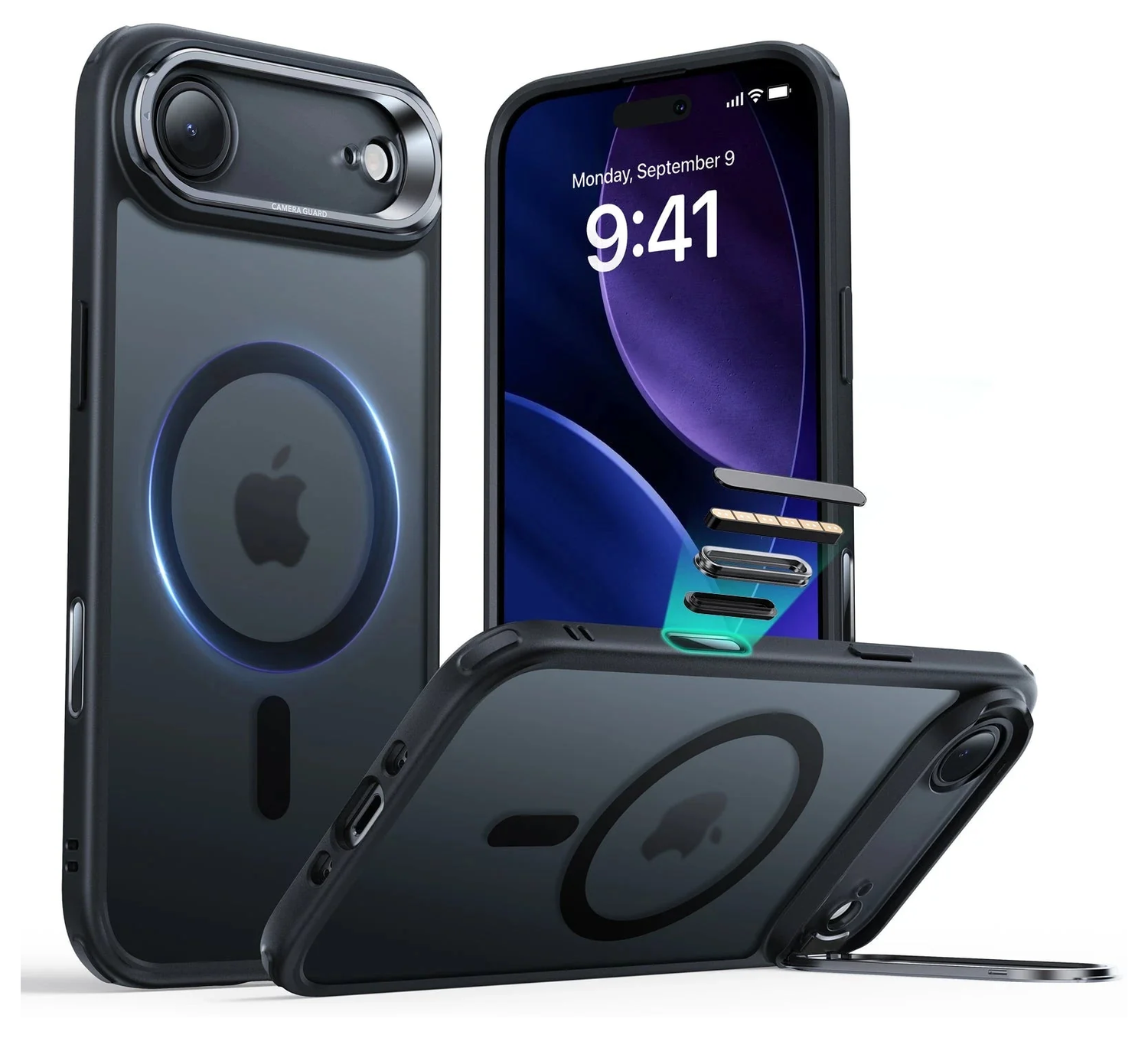 ESR Classic Hybrid MagSafe iPhone Air Hoesje Stand Frosted Zwart afbeelding 1