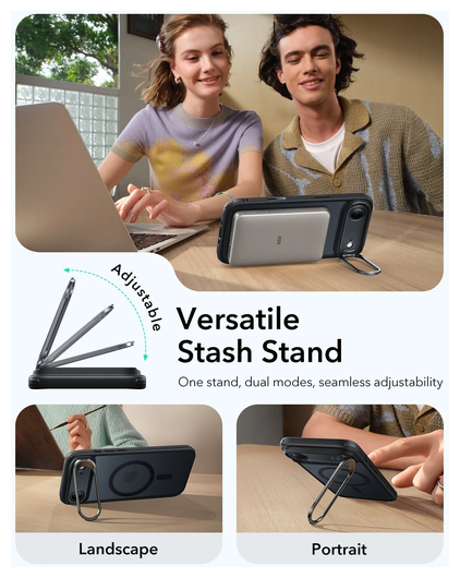 ESR Classic Hybrid MagSafe iPhone Air Hoesje Stand Frosted Zwart afbeelding 5