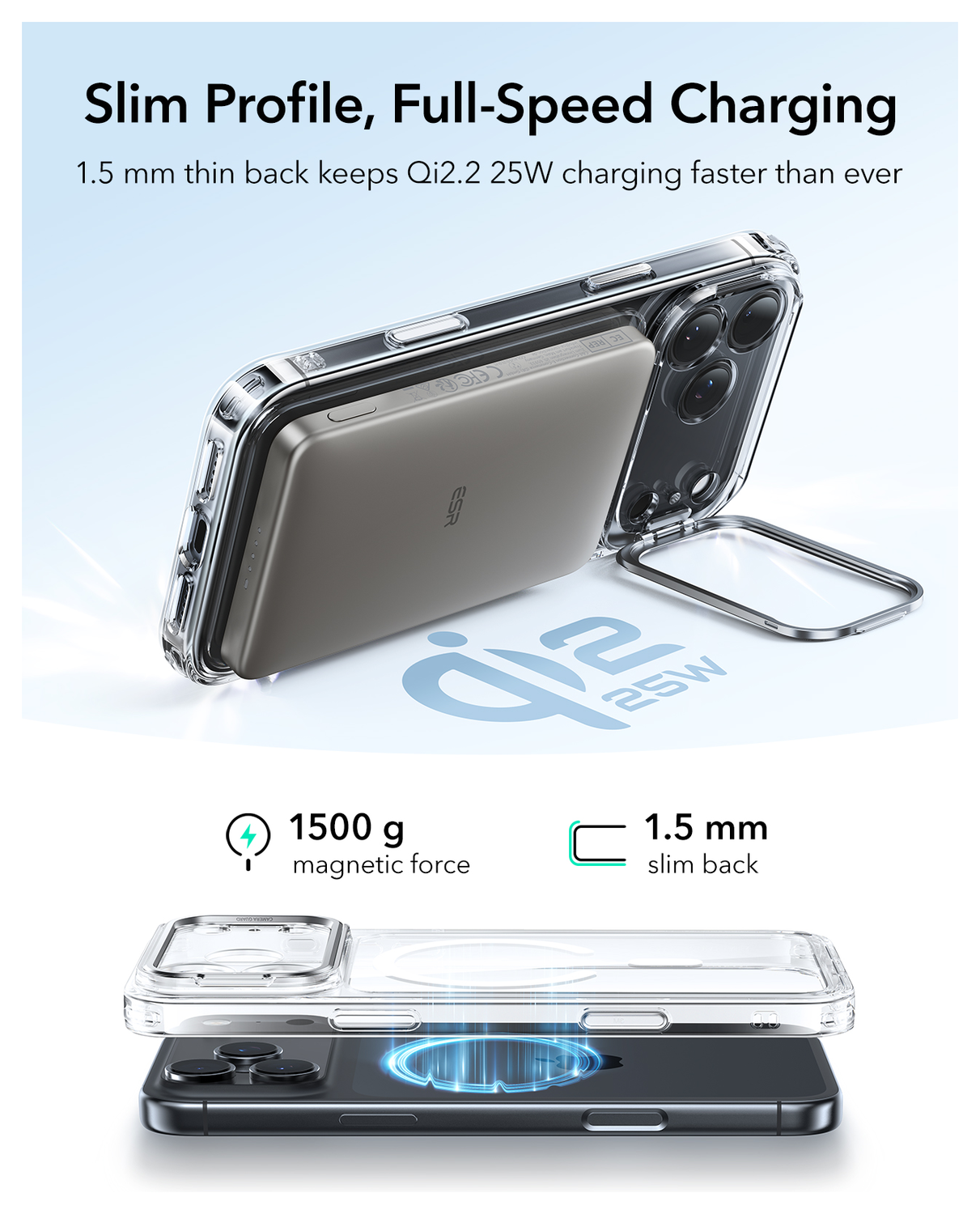 ESR Classic Hybrid MagSafe iPhone 17 Pro Hoesje Stand Transparant afbeelding 4