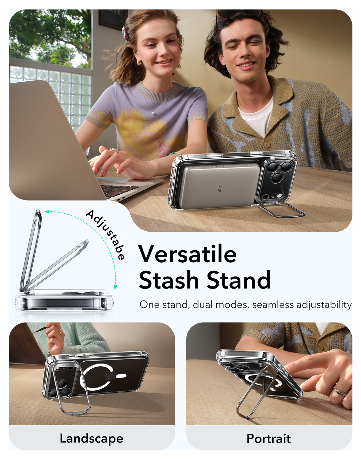 ESR Classic Hybrid MagSafe iPhone 17 Pro Hoesje Stand Transparant afbeelding 6