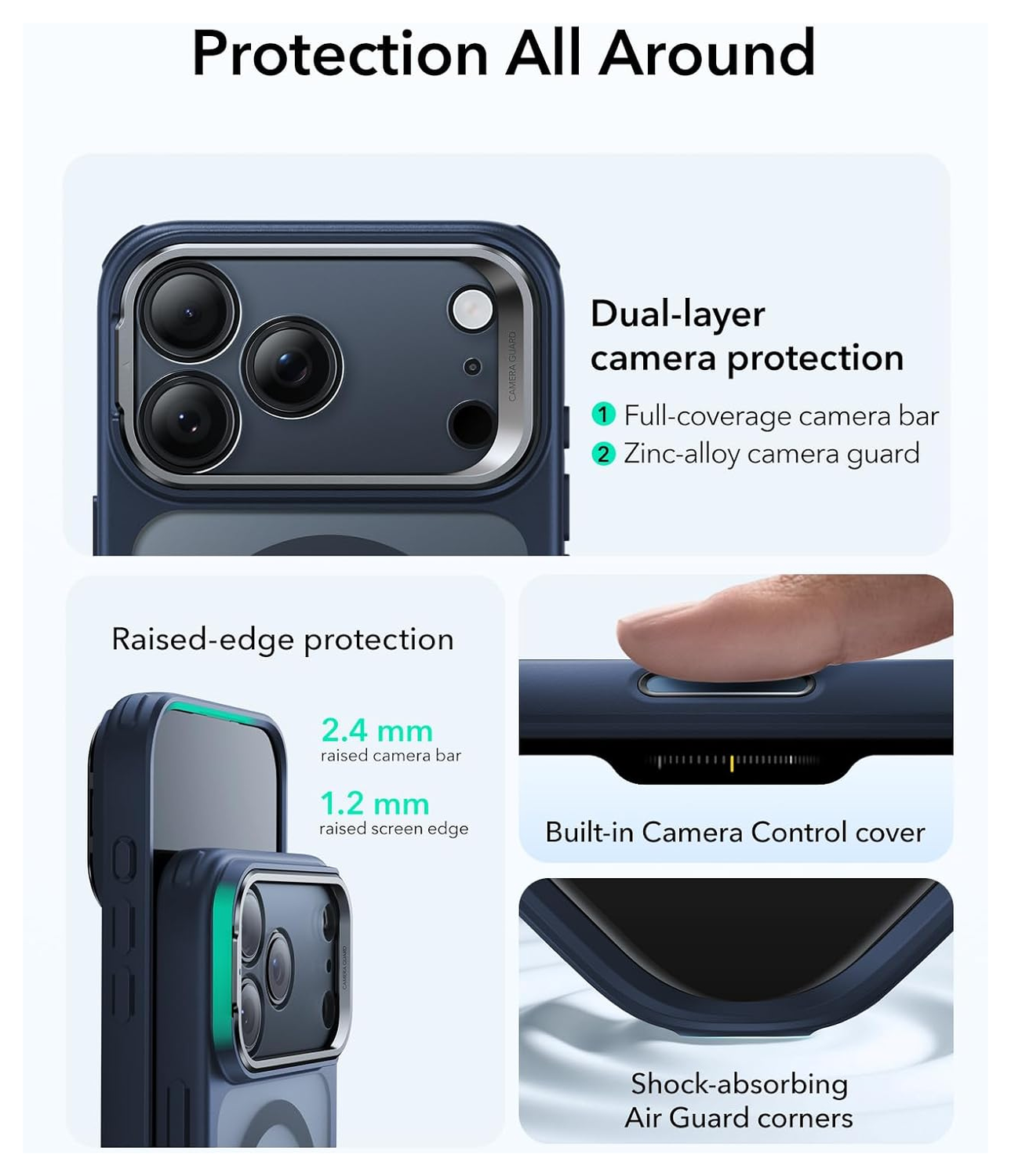 ESR Classic Hybrid MagSafe iPhone 17 Pro Hoesje Stand Blauw afbeelding 4