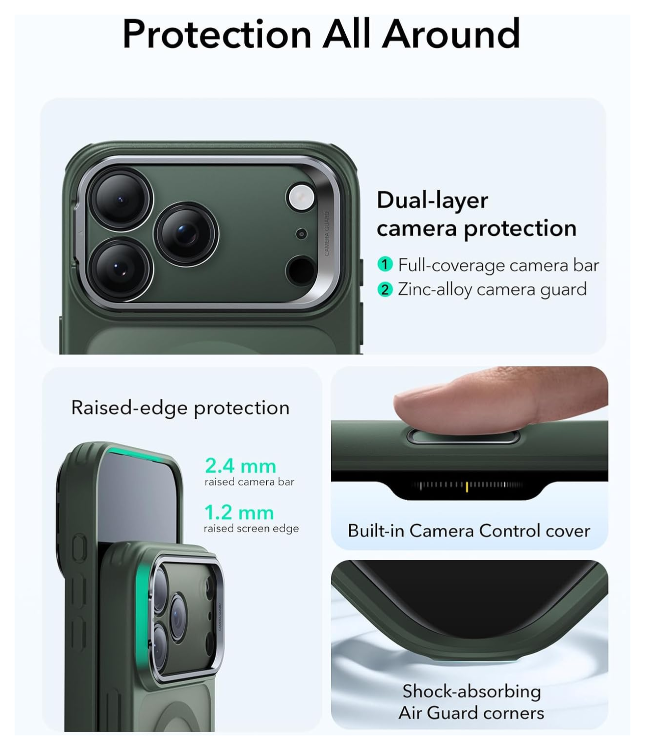 ESR Classic Hybrid MagSafe iPhone 17 Pro Hoesje Stand Groen afbeelding 3
