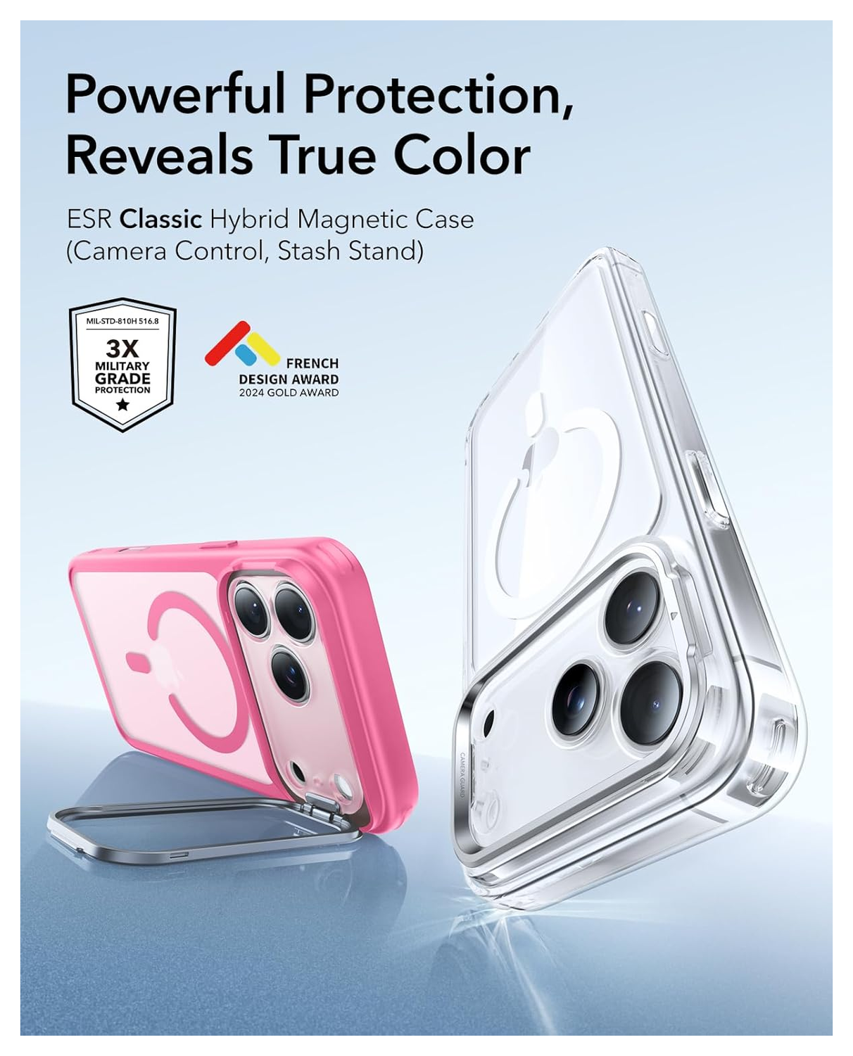 ESR Classic Hybrid MagSafe iPhone 17 Pro Hoesje Stand Roze afbeelding 2