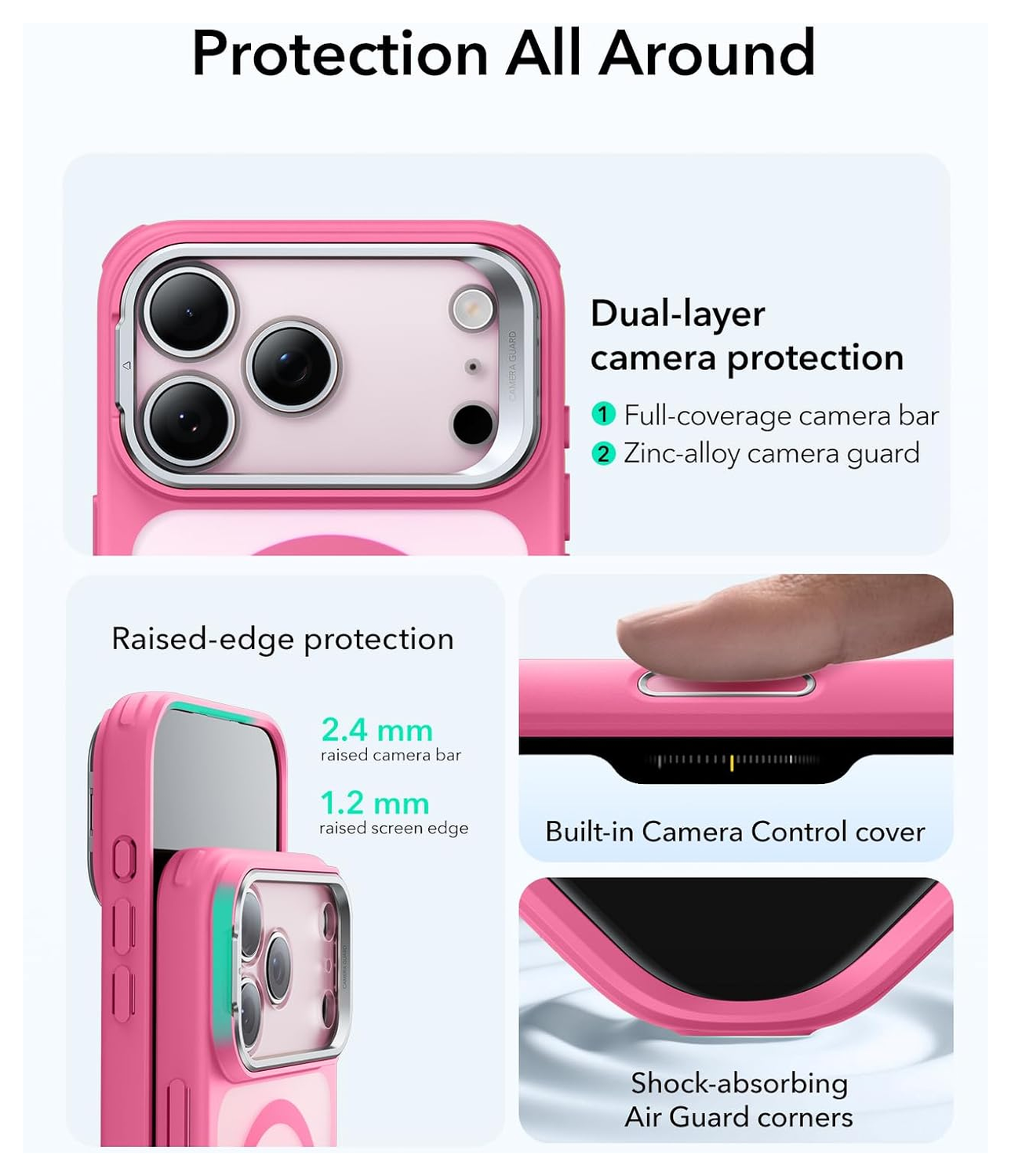 ESR Classic Hybrid MagSafe iPhone 17 Pro Hoesje Stand Roze afbeelding 3