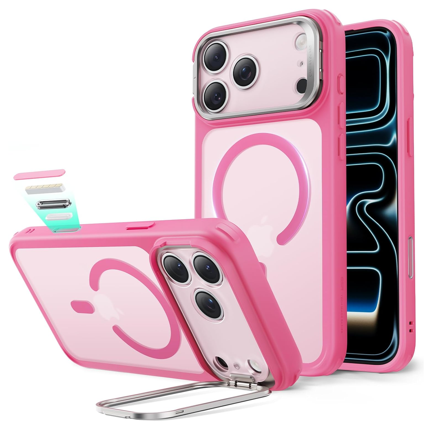 ESR Classic Hybrid MagSafe iPhone 17 Pro Hoesje Stand Roze afbeelding 1