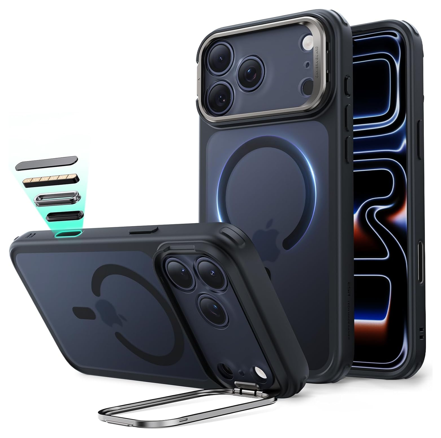 ESR Classic Hybrid MagSafe iPhone 17 Pro Max Hoesje Stand Frosted Zwart afbeelding 1