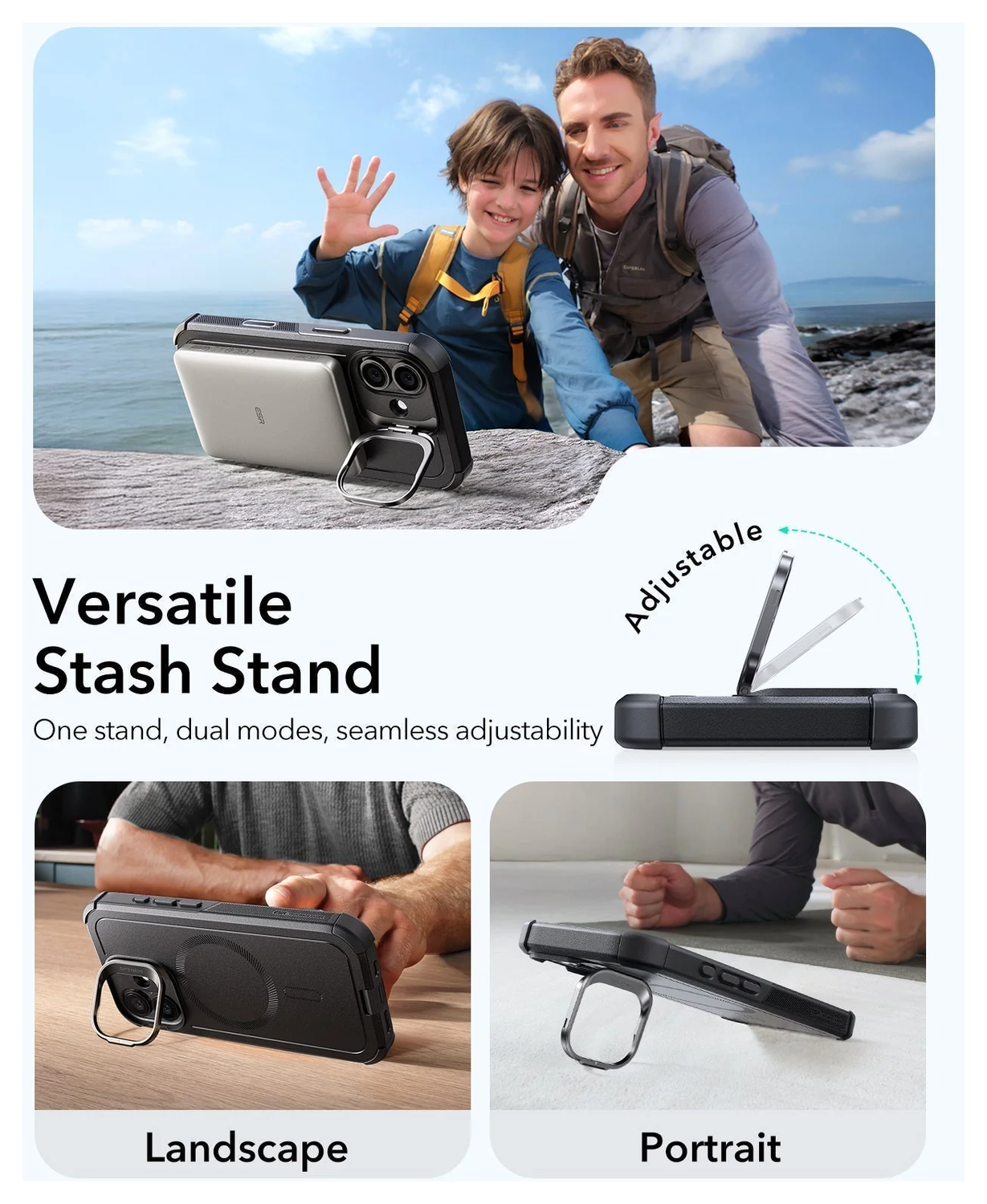 ESR Cyber Tough iPhone 17 Hoesje Stand MagSafe Back Cover Zwart afbeelding 5