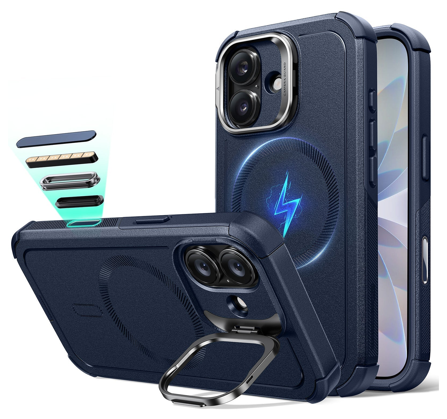 ESR Cyber Tough iPhone 17 Hoesje Stand MagSafe Back Cover Blauw afbeelding 1