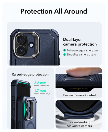 ESR Cyber Tough iPhone 17 Hoesje Stand MagSafe Back Cover Blauw afbeelding 3