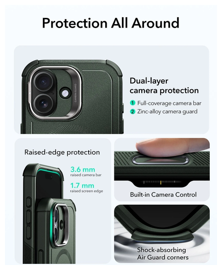ESR Cyber Tough iPhone 17 Hoesje Stand MagSafe Back Cover Groen afbeelding 3
