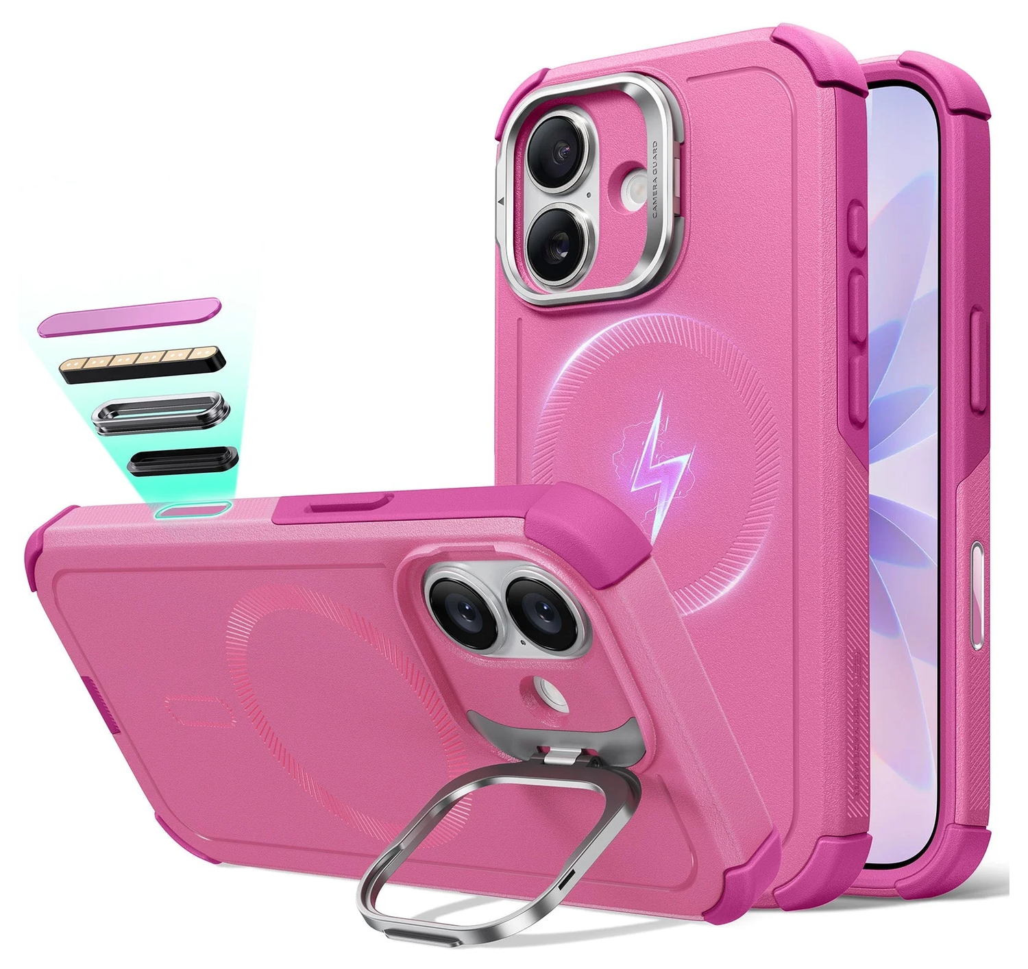 ESR Cyber Tough iPhone 17 Hoesje Stand MagSafe Back Cover Roze afbeelding 1