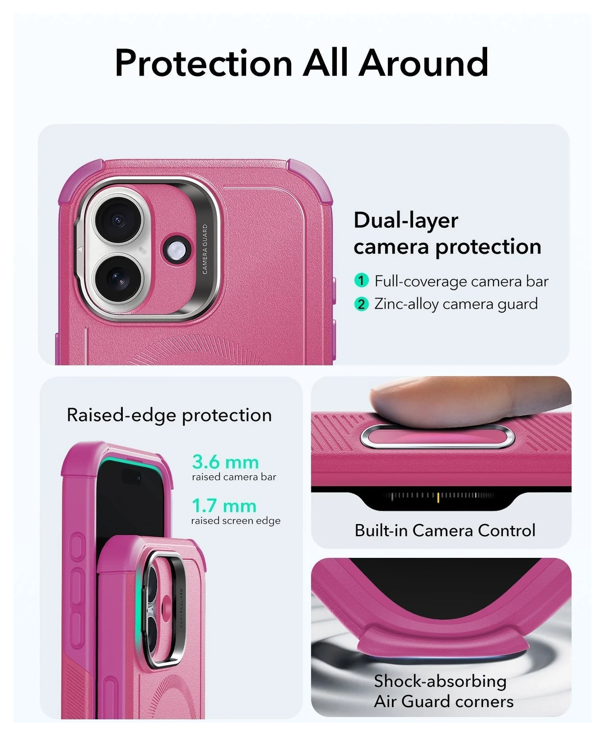 ESR Cyber Tough iPhone 17 Hoesje Stand MagSafe Back Cover Roze afbeelding 3