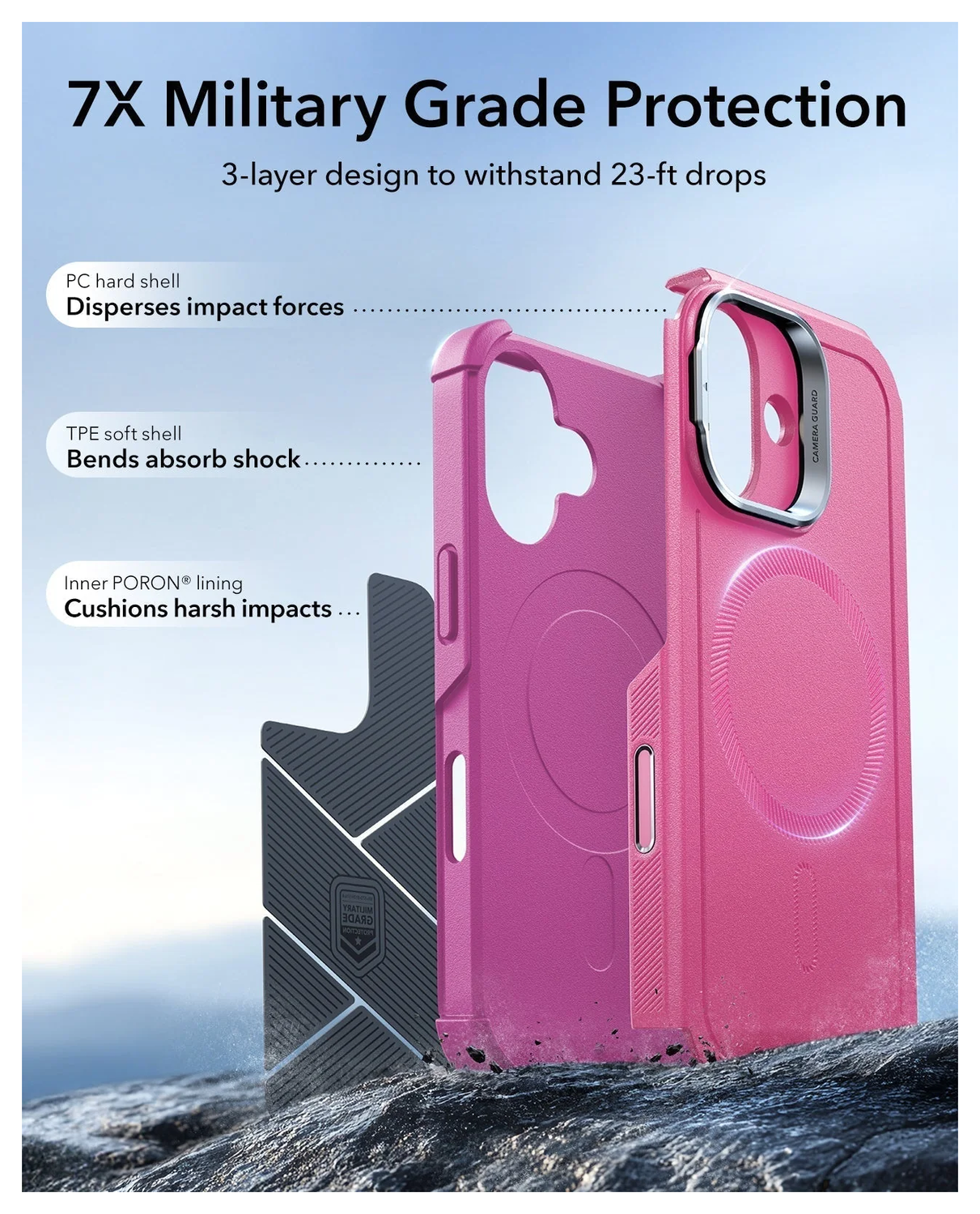 ESR Cyber Tough iPhone 17 Hoesje Stand MagSafe Back Cover Roze afbeelding 4