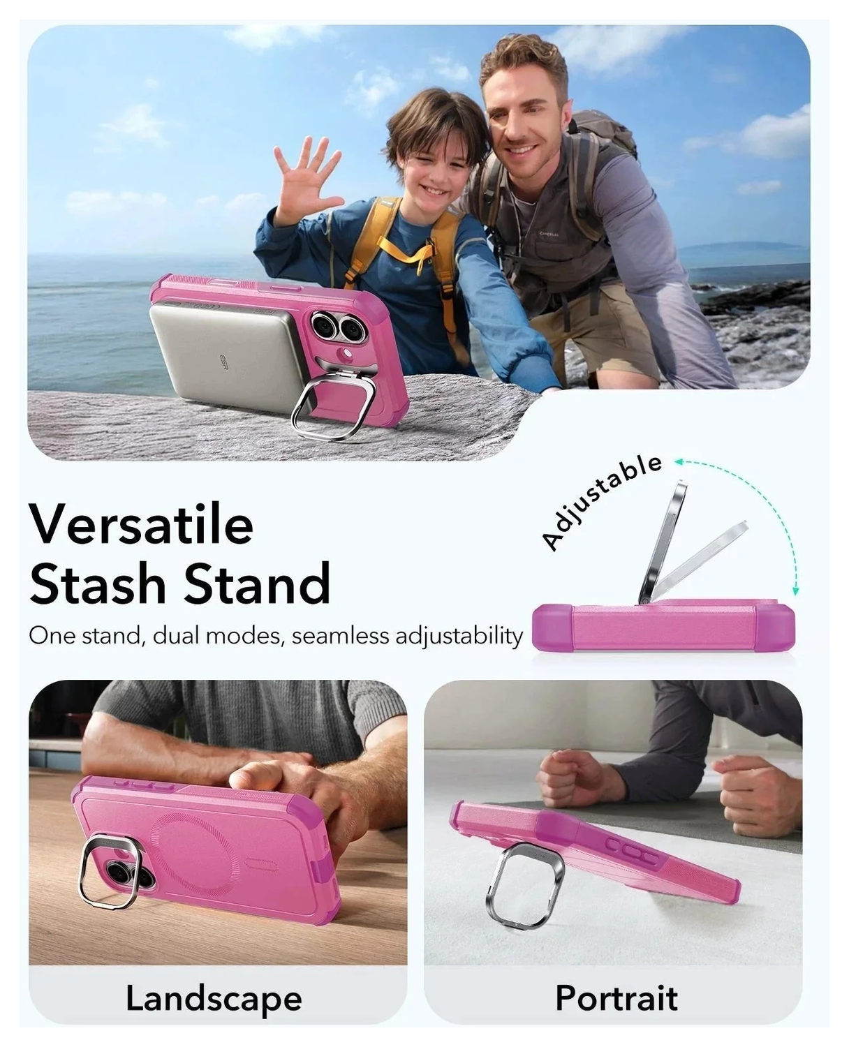 ESR Cyber Tough iPhone 17 Hoesje Stand MagSafe Back Cover Roze afbeelding 6