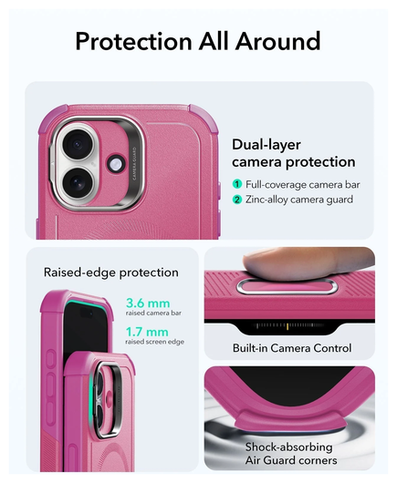 ESR Cyber Tough iPhone 17 Hoesje Stand MagSafe Back Cover Roze afbeelding 3