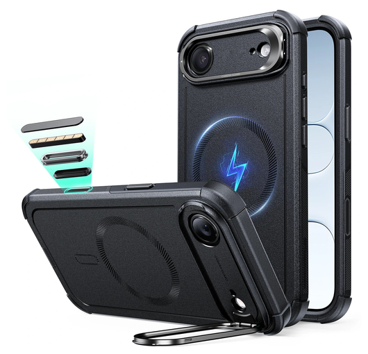 ESR Cyber Tough iPhone Air Hoesje Stand MagSafe Back Cover Zwart afbeelding 1